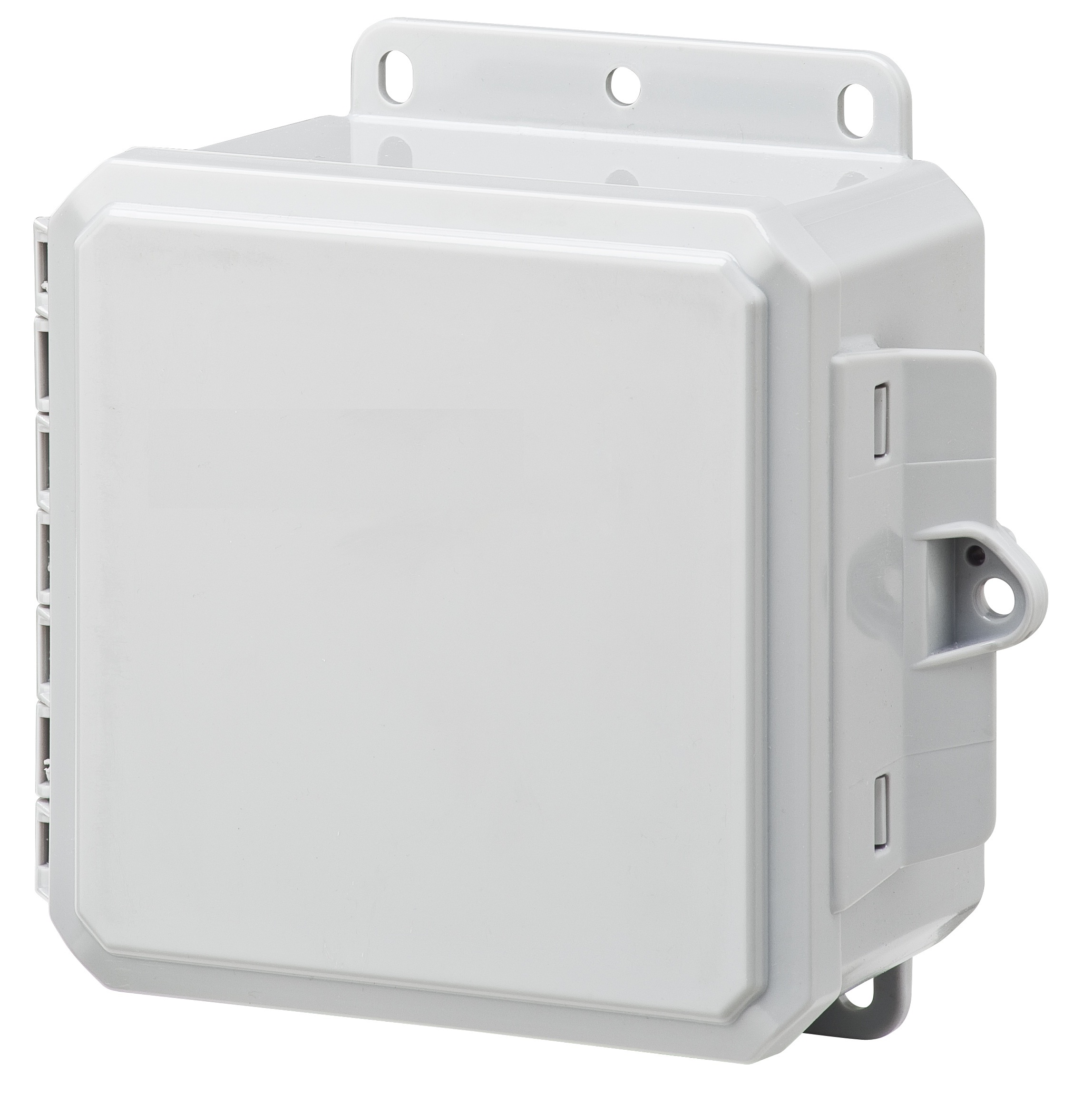 Integra Wallmount Enclosure; 6" x 6" x 3"; Polycarbonate; Transparent Cover; Hinge Connection; NEMA 4X